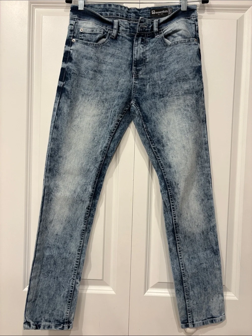 SP Essentials Men's Skinny Jeans – Acid Wash Blue Size 29x30